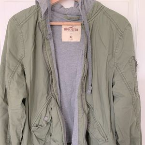 Hollister Cotton Khaki jacket with hoodie